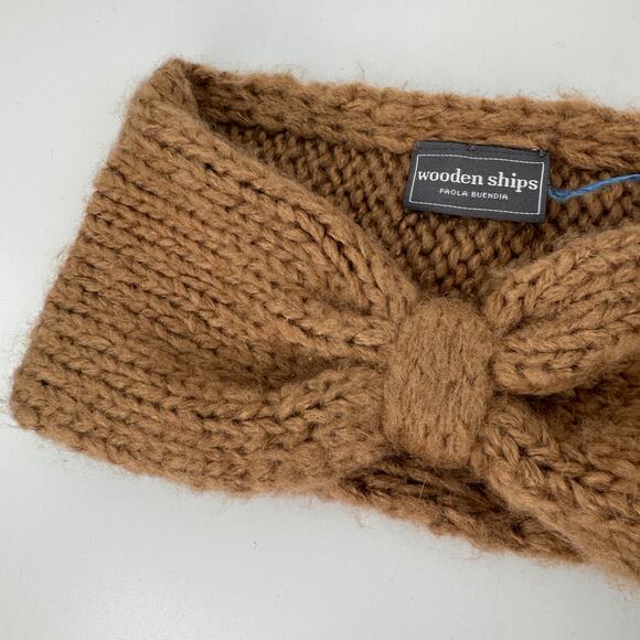 Wooden Ships Brown Headband Chunky Knitted Twist Winter Ear Warmer Knot Hair 9x5
